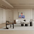 Modern Living Room In Neutral Tones With Cozy Sofas And Coffee Tables