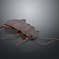 Detailed Realistic Cockroach Model With Segmented Body And Long Antennae 3d model