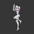 Game Movie Character Pink And White Mech Robot With Gun Standing Pose