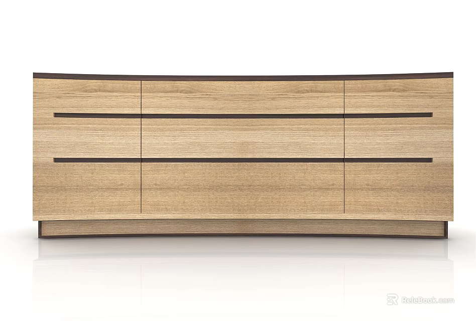 Modern Oak TV Stand With Multiple Drawers And Cabinet Doors For Living Room Decor 3d model 