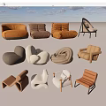 Contemporary Single Chair Designs With Different Colors And Creative Shapes 3d model