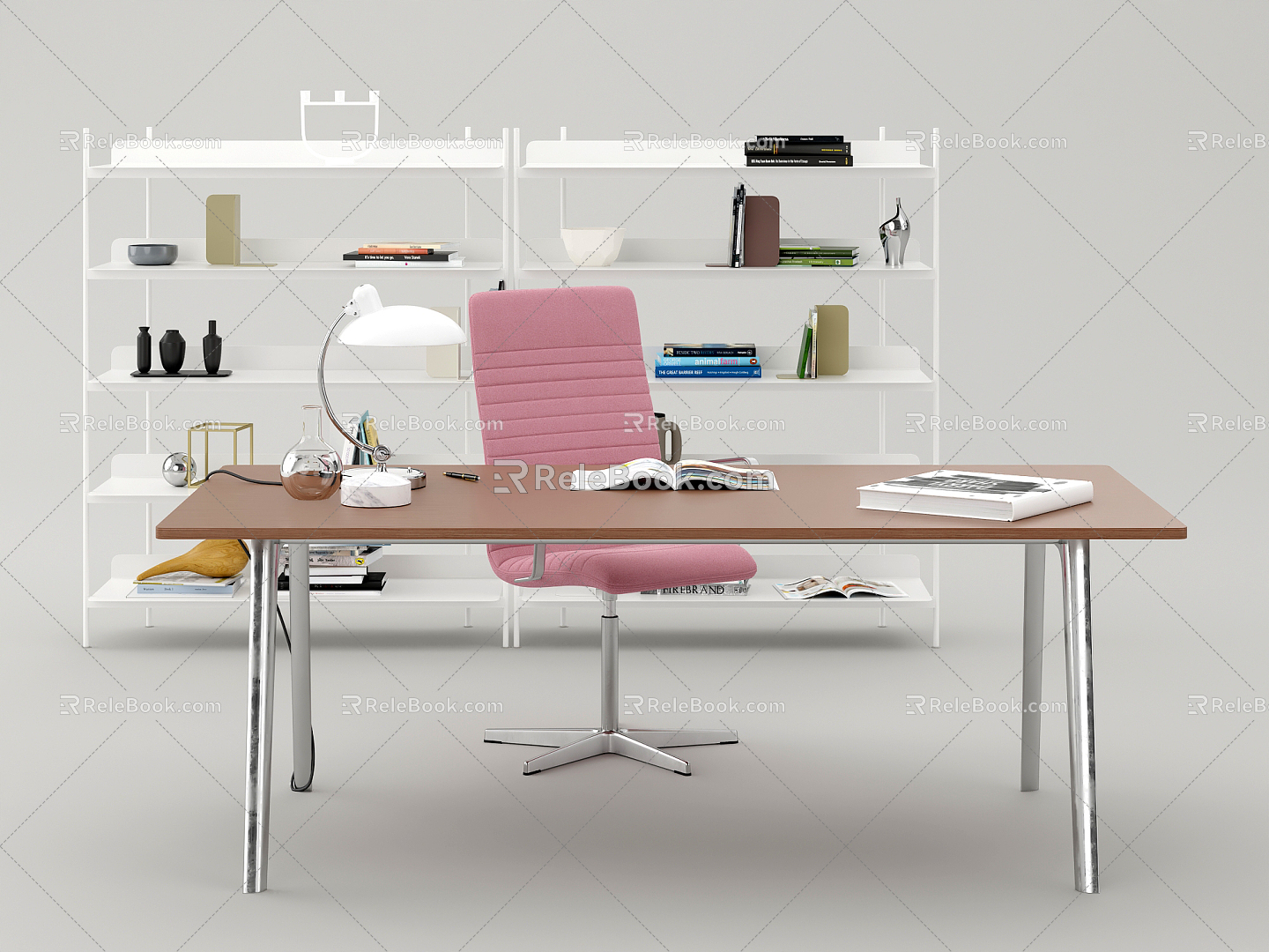 Modern desk chair office furniture combination 3d model