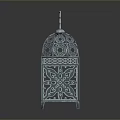 Silver Decorative Lantern With Intricate Animal Pattern Design On Gray Background
