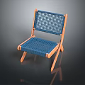 Modern Leisure Chair With Blue Woven Seat And Wooden Frame Design