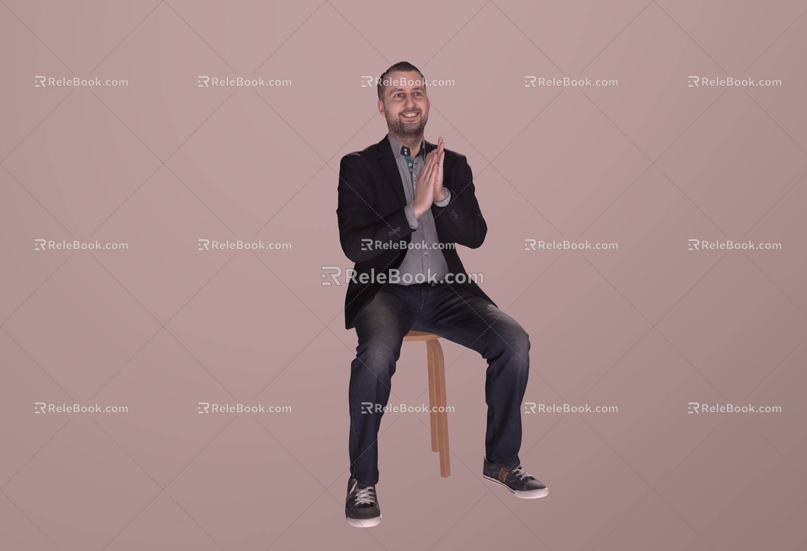 Seat Chair Men Suit Men Applause Men 3d model