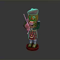 Scottish Nutcracker Figurine In Red Hat Green Jacket And Tartan Kilt With Bagpipe