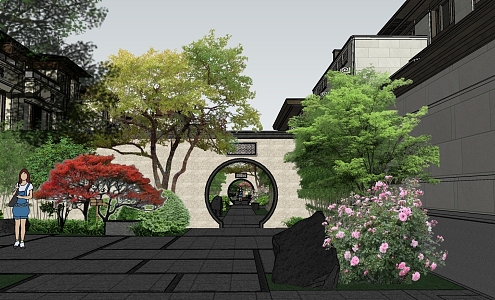 Landscape Design of Chinese Community Landscape 3d model