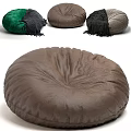 Soft Round Floor Cushions in Green Brown Grey Hues with Black Throw Blankets