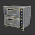 Stainless Steel Electric Commercial Double Deck Oven With Control Panel And Knobs 3d model