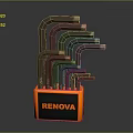 RENVOA Hardware Tools Multi Functional Allen Wrench Set In Orange Storage Case 3d model