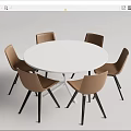 Modern Dining Table and Chair Combination Round Table and Chair Combination 3d model