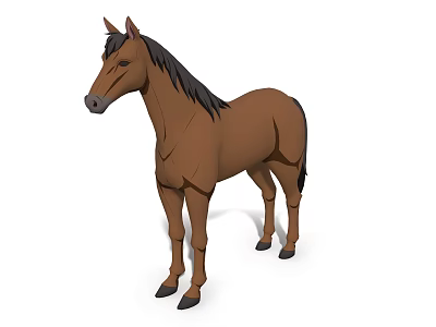 3D Model of Brown Horse in Standing Pose with Detailed Rendering 3d model