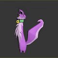 Cute Purple Cartoon Cat With Yellow Eyes And Green Gem Collar Standing On Dark Background