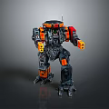 Game And Movie Character Detailed Sci Fi Robot With Mechanical Armor Orange Black Joints