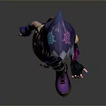 Game Movie Character With Purple Blue Hair And Patterned Leather Outfit Boots