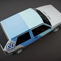 Two Tone White And Blue Hatchback Car With Black Alloy Wheels And Modern Design