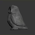 Wooden Owl Carved Figurine With Detailed Design For Home Furniture Decoration 3d model