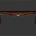 Antique Wooden Coffee Table With Ornate Gold Accents And Curved Legs Design