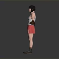 Man Wearing Boxing Helmet Black White Tank Top Red Shorts Gloves Standing With Arms Outstretched