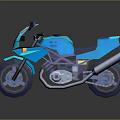 Stylish Blue Low Poly Motorcycle With Modern Design And Reflective Surface 3d model