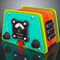 Retro Electronic Device With Green Orange Casing Gauge Knobs Red Button And Slots
