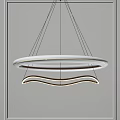 Modern Double Ring Pendant Light With Curved Wave Design And Gold Accents In Interior
