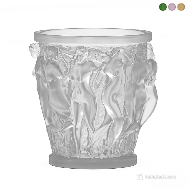 Elegant Transparent Glass Decorative Ornament With Intricate Female Figure Reliefs Design 3d model 