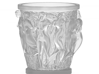 Elegant Transparent Glass Decorative Ornament With Intricate Female Figure Reliefs Design 3d model