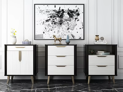 Light Luxury Bedside Table 3d model