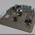Indoor Rehabilitation Room Interior With Wheelchairs Hospital Beds And Training Equipment