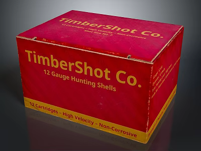 TimberShot Co 12 Gauge Hunting Shells 25 Cartridges High Velocity Non Corrosive 3d model