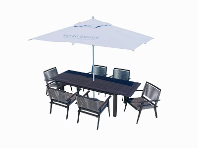 Stylish And Sturdy Outdoor Chairs With Matching Table And Metro Design Umbrella 3d model