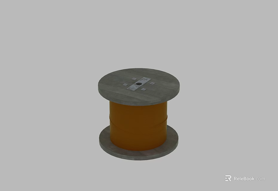 Gray Spool With Orange Thread And Metal Reel Structure Design 3d model 