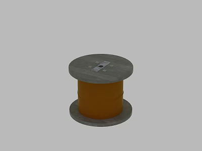 Gray Spool With Orange Thread And Metal Reel Structure Design 3d model