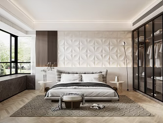 Modern Bedroom Home Bedroom Double Bed 3d model