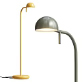 Modern Gold And Gray Floor Lamp With Curved Metal Stand And Dome Shade Design