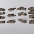 3D Rendered Stone Stack Weapon Models with Historical Warfare Design Features