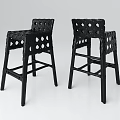 Modern Black Bar Stools With Perforated Backrest And Sturdy Design 3d model