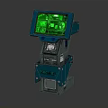 Blue Technical Device With Green Digital Screen And Scanning Graphics