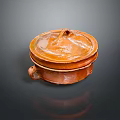 Handcrafted Brown Ceramic Sculpture Container With Lid And Handle 3d model