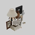 Stylish Decorative Ornament Set With Table Lamp Vase Photo Frames And Candle Holder