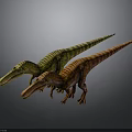 Two Vibrant Dinosaurs Standing With Long Tails And Distinct Color Patterns
