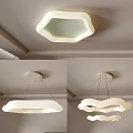 Minimalist Ceiling Lighting Combination With Hexagonal Circular And Cloud Shaped White Lamps For Soft Light 3d model