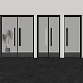 Modern Glass Double Doors With Black Frames In Interior Space Design