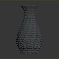 Hand Carved Light Blue Vase With Woven Texture And Sculpted Scalloped Rim