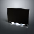 Sleek Black Flat Screen TV with White Base on Gray Minimalist Background 3d model