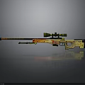 Sniper Rifle With Scope And Colorful Flame Camouflage Design Elements