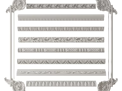Decorative Gypsum Molding With Various Ornamental Patterns For Home Interior Decoration 3d model