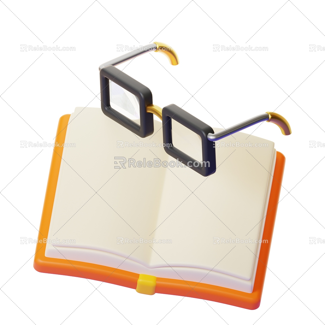 Modern Book Glasses Cartoon Books Cartoon Glasses 3d model