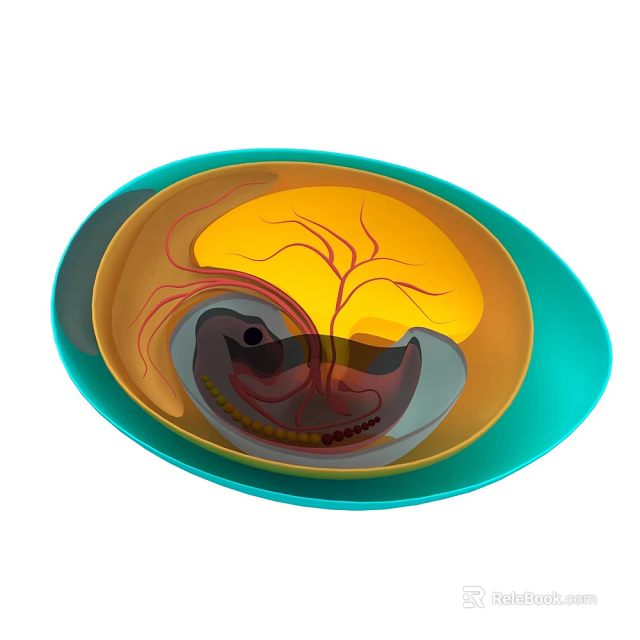 Colorful Abstract Bowl With Layered Green Outer Yellow Middle Red Lines And Smiley Face Design 3d model 